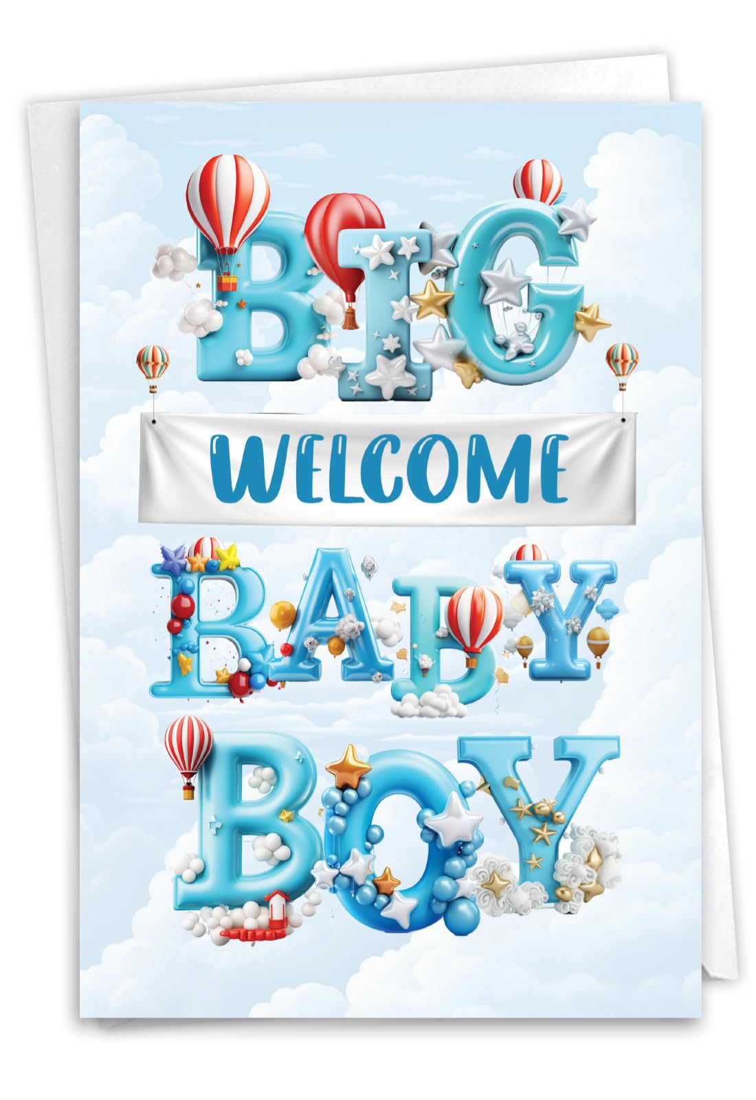 NobleWorks, Funny little one Greeting Card (Parents) with 5 x 7 Inch Envelope (1 Card) Shower, Announcement Big Boy C10849BBG