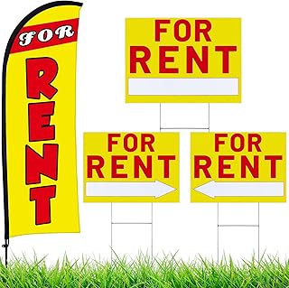 Buryeah For Rent Sign Sets 1 Pack for Rent Feather Flag Banner 3 Pack