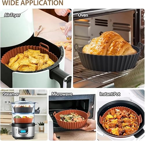 Miniatura 7 de Airfryer Silicone Basket Reusable Baking Tray Mold For AirFryer Pizza Fried Chicken Air Fryer Liners Accessories(Size L Blue)