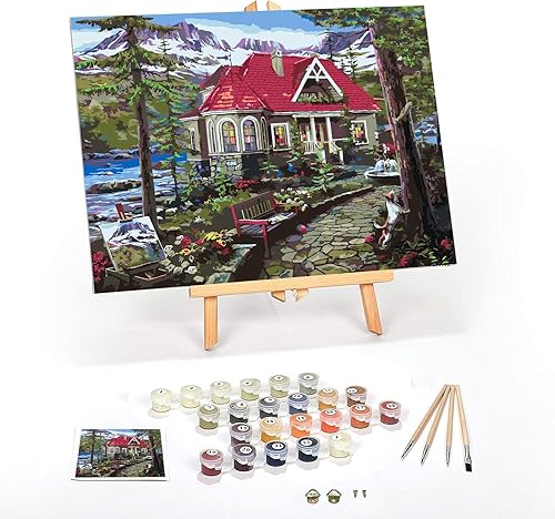 Ledgebay Pintura por números para adultos lienzo enmarcado kit de pintura numérica de principiante a avanzado, los kits incluyen pinturas acrílicas,