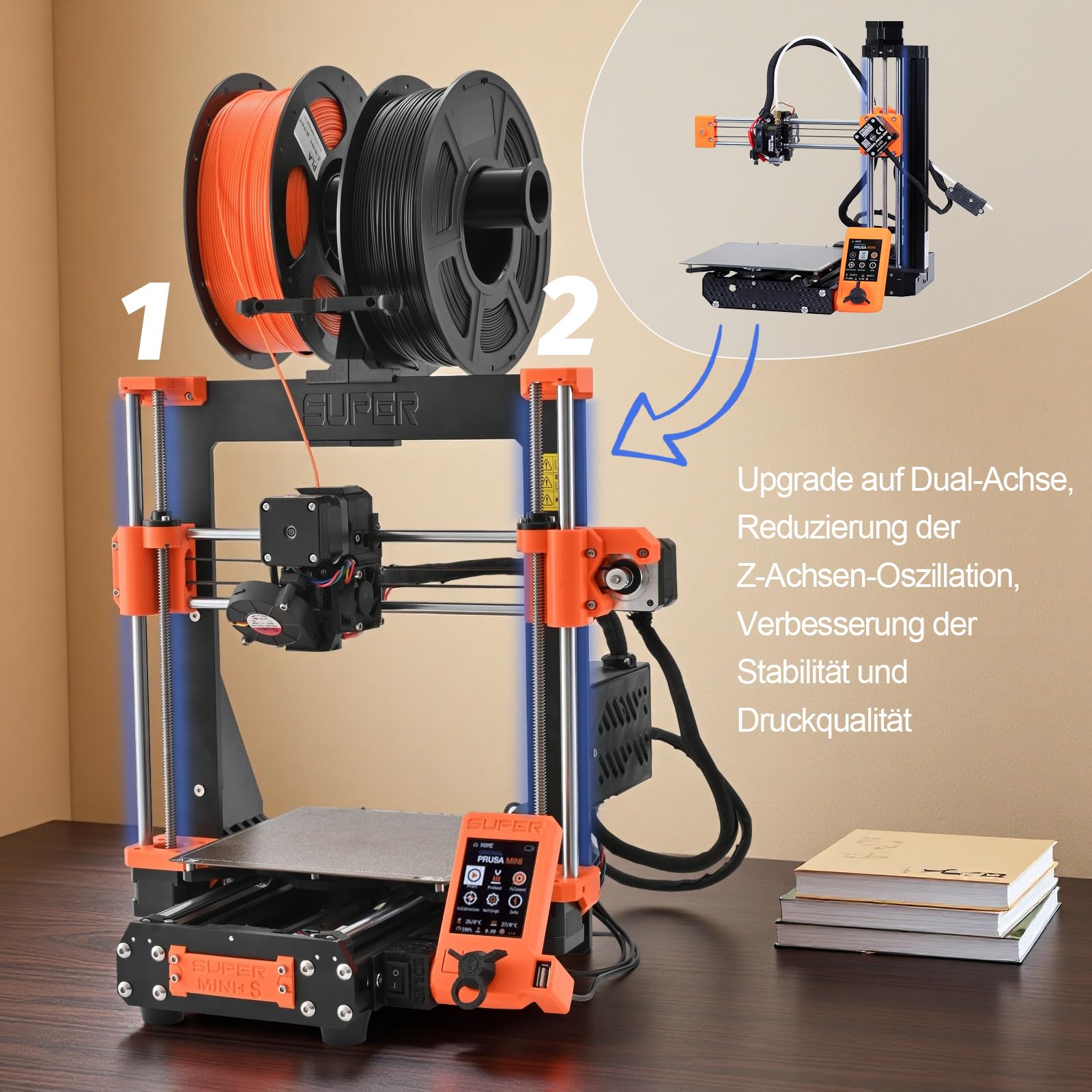 Upgrade Mini+ 3D-Drucker mit Input Shaper, Direct-Drive-Extruder, Vollautomatischer Kalibrierung, Hochgeschwindigkeitsdruck, Ideal für Präzision und Effizienz, Druckgröße 18x18x20 cm