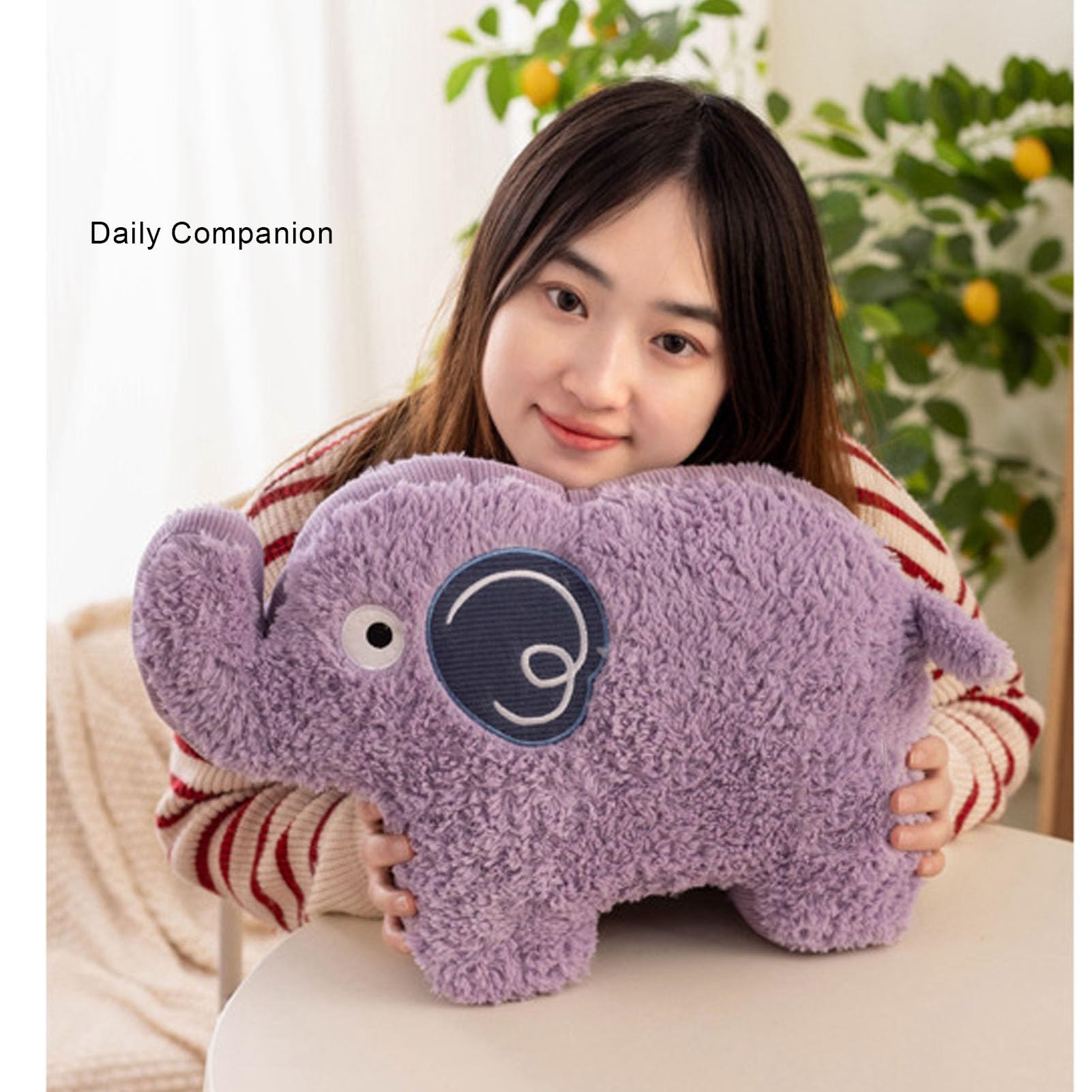 Srliya Elephant Pillow Cartoon Purple 17.7in Soft Skin Friendly Multi Purpose Elephant Plush Toy for Family Office Bedroom - Image 4
