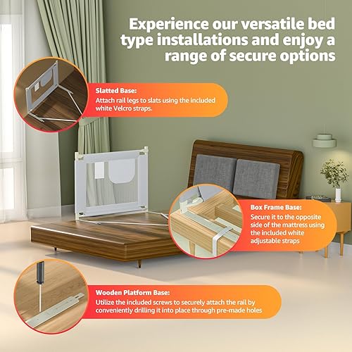 Miniatura 7 de Riel de cama para niños pequeños y niños - Máxima seguridad con riel de cama de bebé mejorado rieles laterales de cama de tubo grueso para niños en
