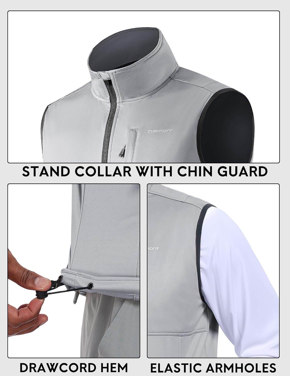 Haimont Men's Lightweight Vest Windproof Sleeveless Jacket Outerwear Multi-Pockets Zip Up for Hiking Running - Image 5