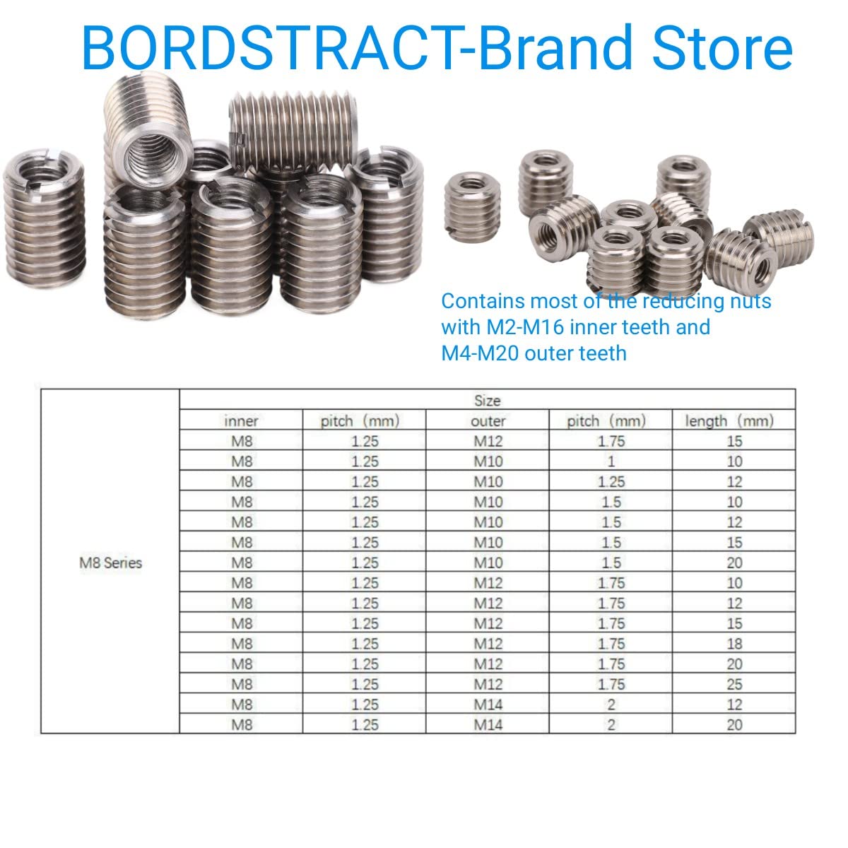 10 Dadi Riduttori In Acciaio Inox M8x1.25 A M10x1.5 - Filettatura Esterna Per Riparazioni Industriali - Foto 5
