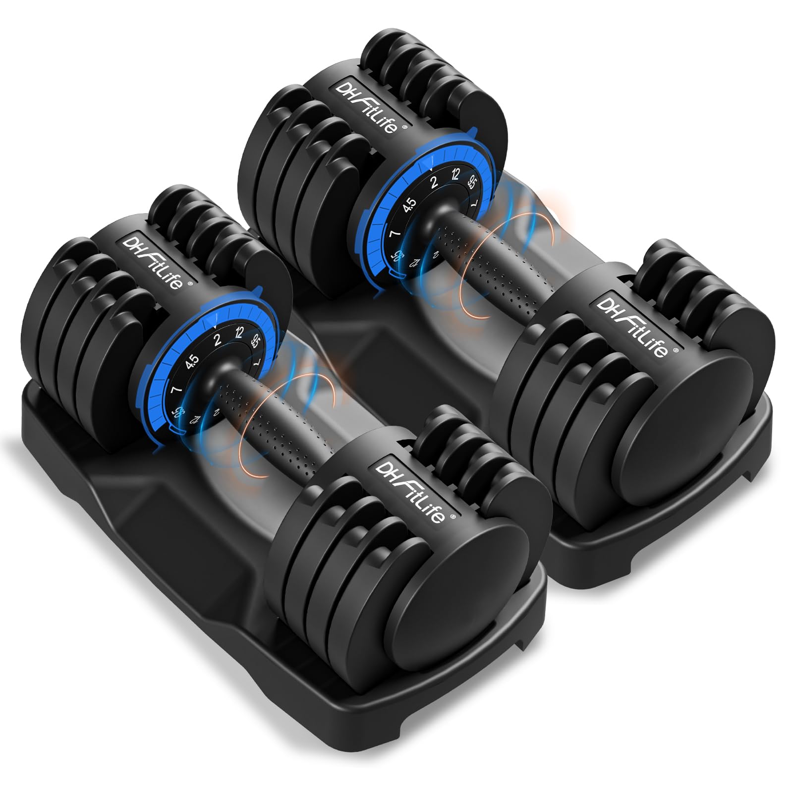 DH FitLife 2-12kg Adjustable Dumbbells Set | 5-Level 1-Second Weight Change
