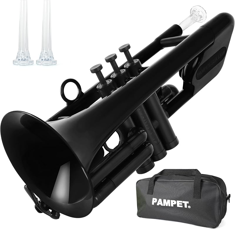 PAMPET SEA LION Professional Plastic Bb Trumpet Set for Student Beginner (Black)