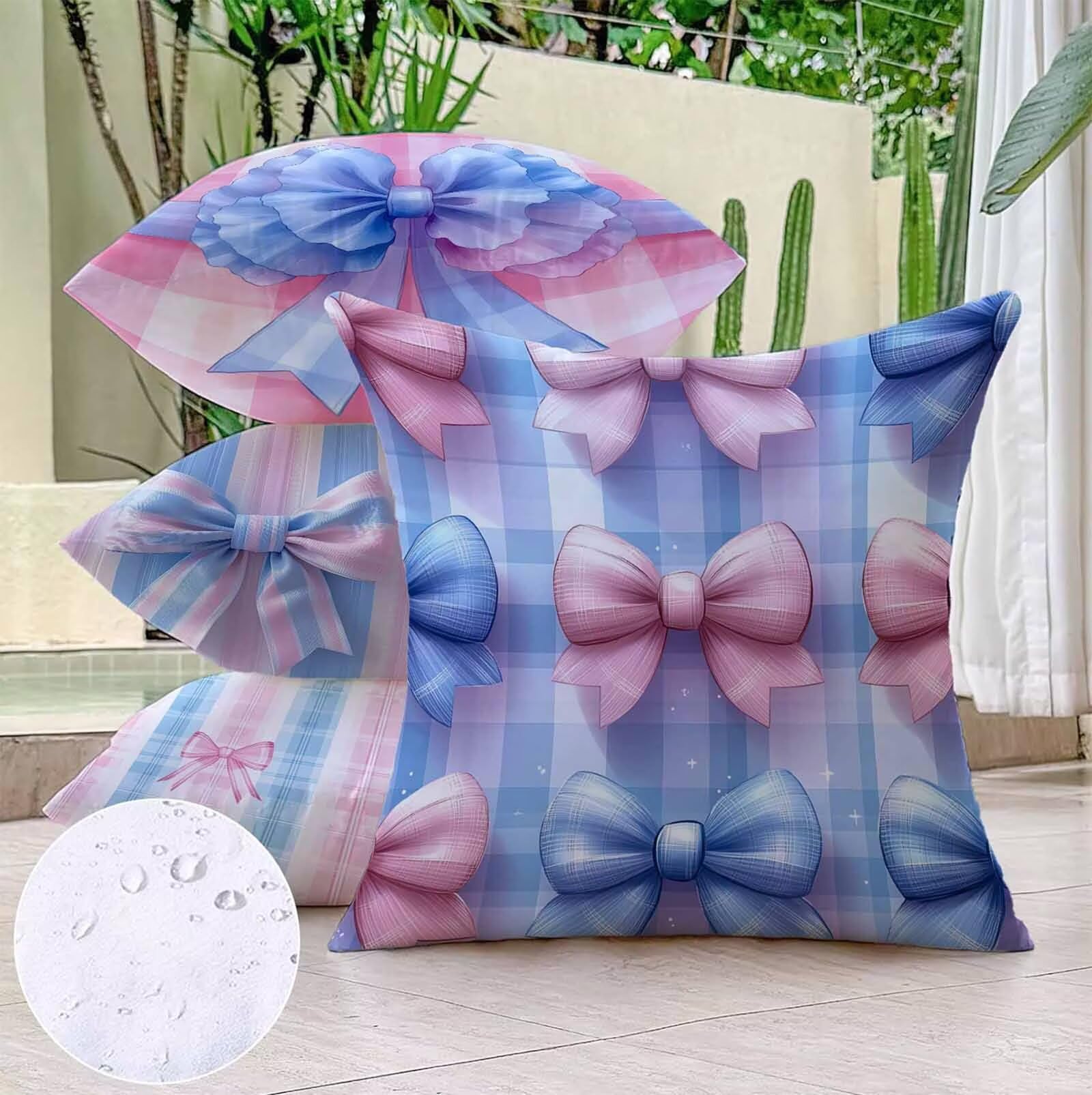 Cojines Sofa Arco Fundas Cojines 65x65cm Juego De 4, Azul Funda Cojin Exterior Impermeable Lino Cuadradas Cushion Covers Accesorios de Oficina para Exterior Jardin Balcón Room Decor PjY9179 F-B