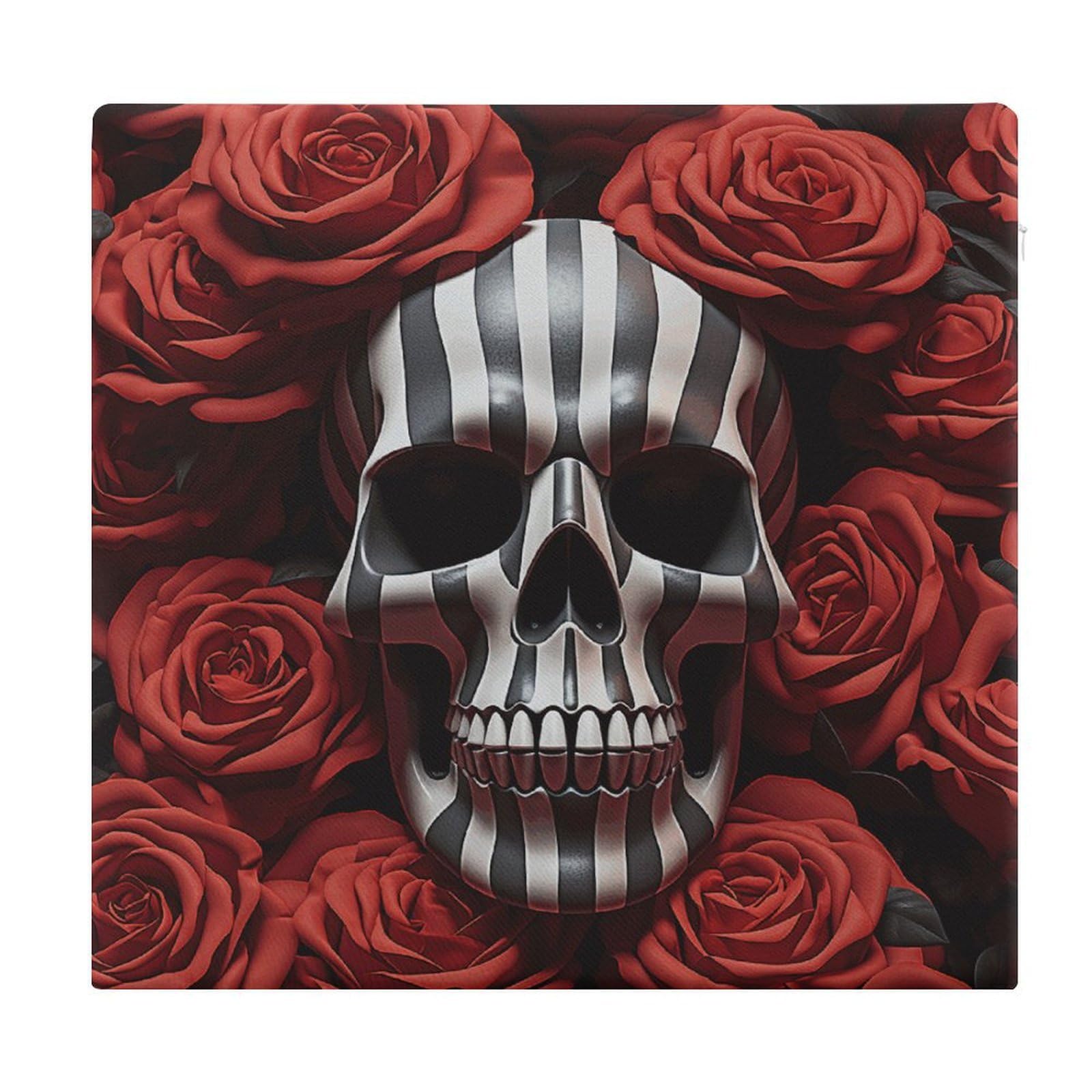 Adfgyerh Style Skull In Flower Cushions Memory Foam For Adults, Seat Cushion Chair Pads Soft, Square Pillows For Dining, Kitchen, Office, Patio Chairs
