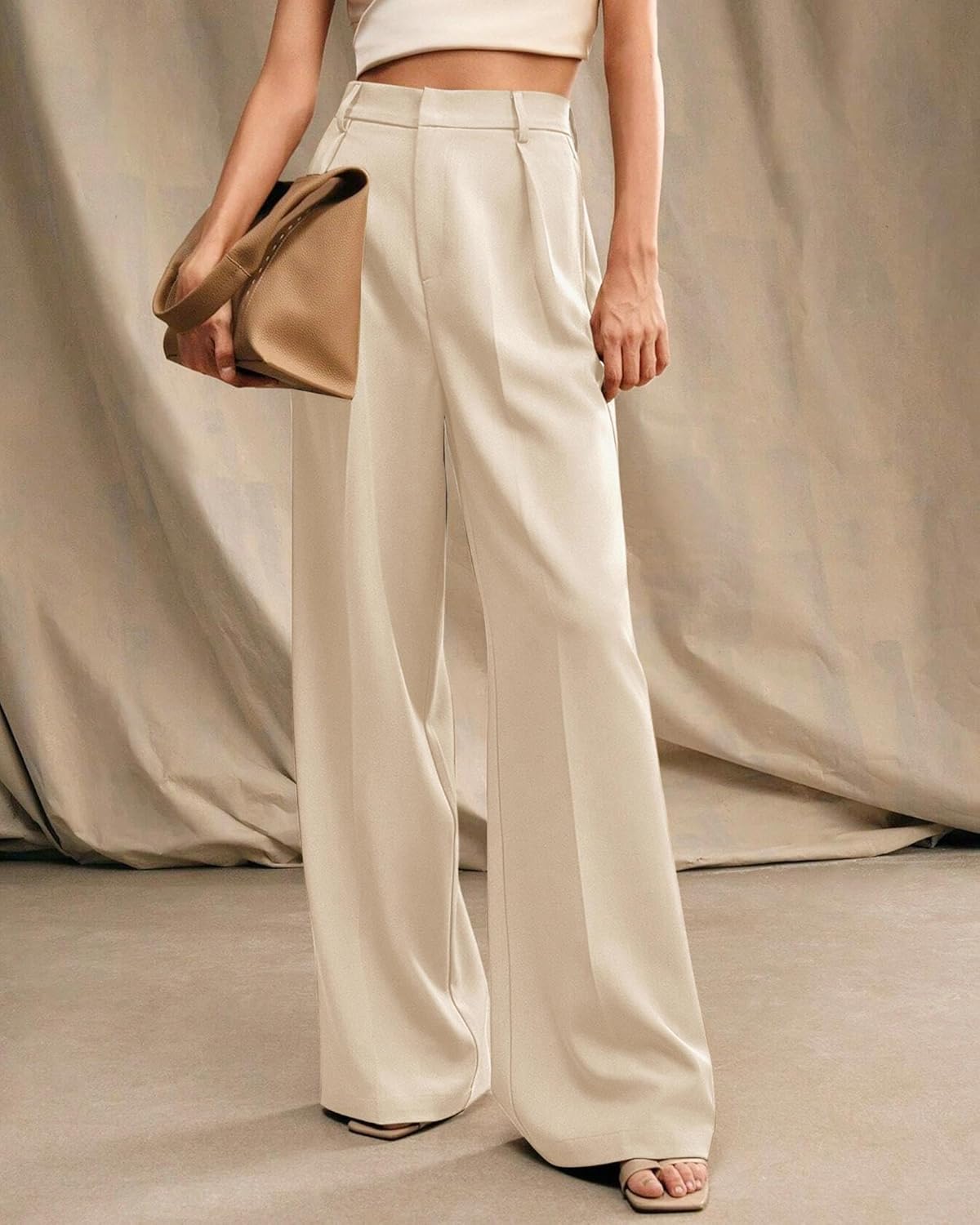 Womens Wide Leg Pants High Waist Straight Work Pants Office Business Casual Palazzo Trousers with Pockets - Image 3