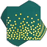 Vista 1 de Paquete de 100 servilletas desechables de cóctel verdes, servilletas de papel verde y dorado para boda, cumpleaños, aniversario, graduación