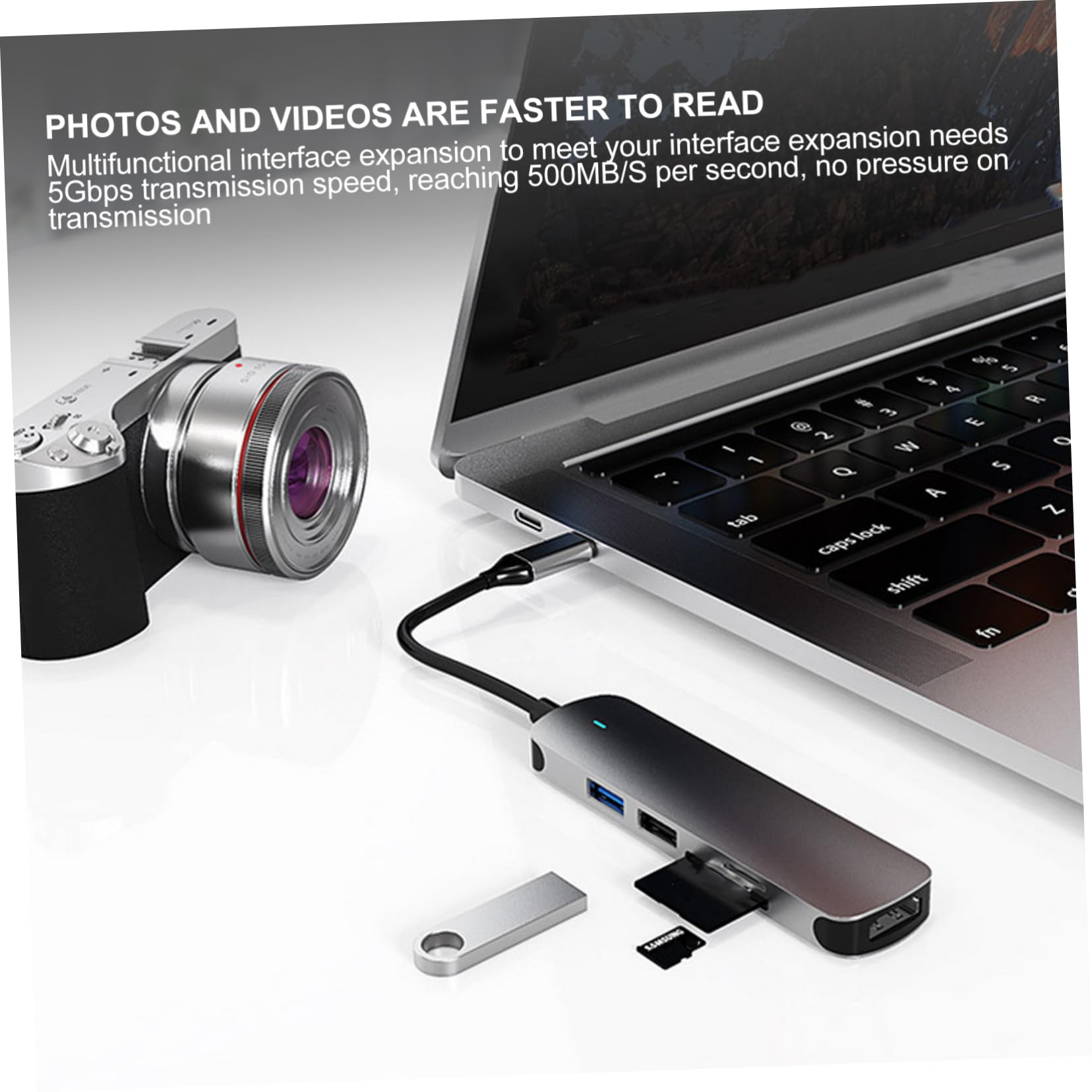 OSALADI 2pezzi Hub Usb Portatile Per Laptop e Smartphone Adattatore Multi-port Con Alta Velocità Di Trasmissione Soluzione Docking Station Per Interfacce Limitate Compatibile Con Tutti