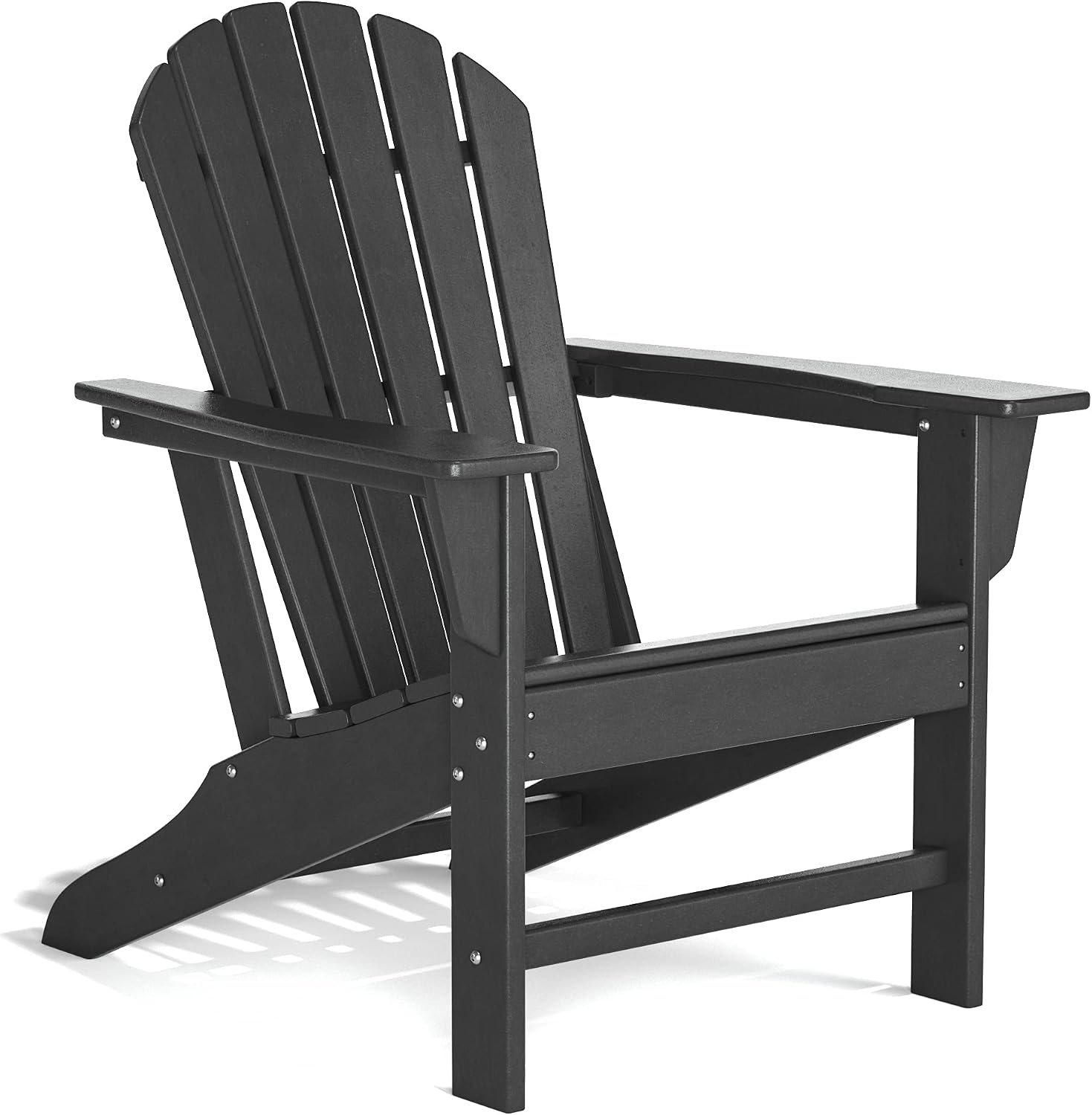 DAILYLIFE HDPE Adirondack Chair, Patio Outdoor Chairs, Plastic Resin Deck Chair, Painted, Weather Resistant, for Deck, Garden, Backyard & Lawn Furniture, Fire Pit, Porch Seating (Black)