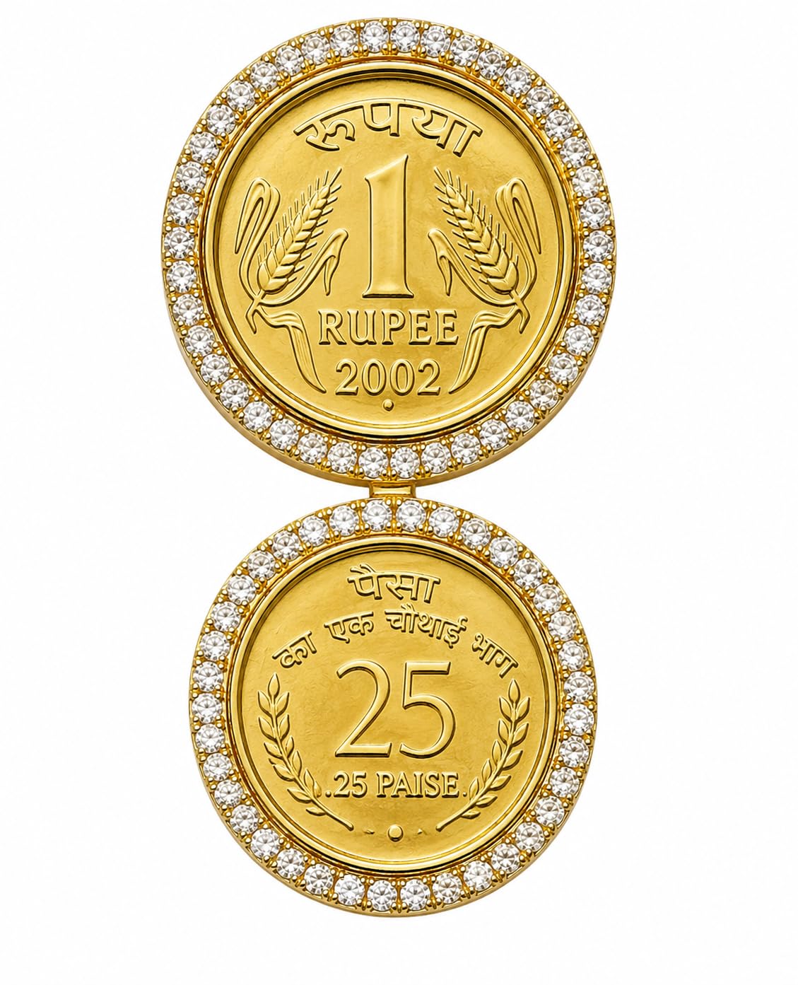 Sava Rupiya Shagun Cover Sukan Coins Gold Plated 1.25 Rupees Paise with Diamond Studded Ring for Gift Marriage Ceremony Fashion Jewellery for Man Woman Pack of 1-image-45