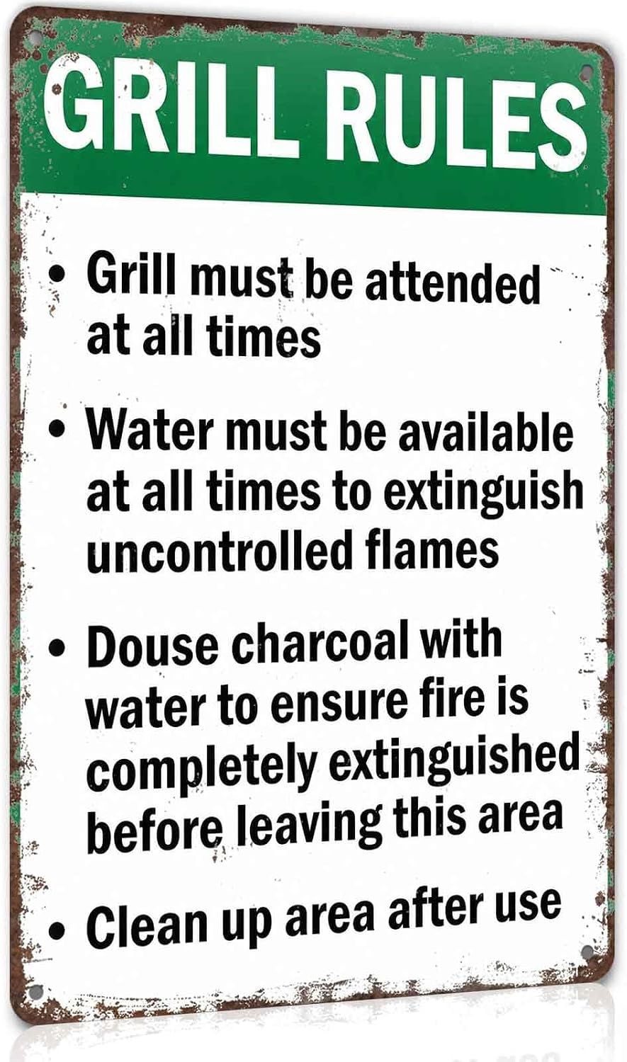 Grill Rules Metal Sign 8 x 12 Inch