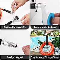 Vista 6 de 50FT Sewer Jetter Kit for Pressure Washer, 5800 PSI Water Jet Drain Cleaner Hose With Corner Rotating Button Nose Nozzle, 1/4 Inch NPT, Spanner