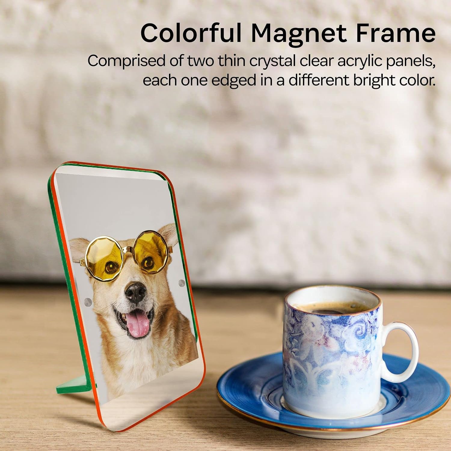Canetti Colorful Magnet Picture Frames - 5"x7" - Acrylic Frame (Orange/Green)
