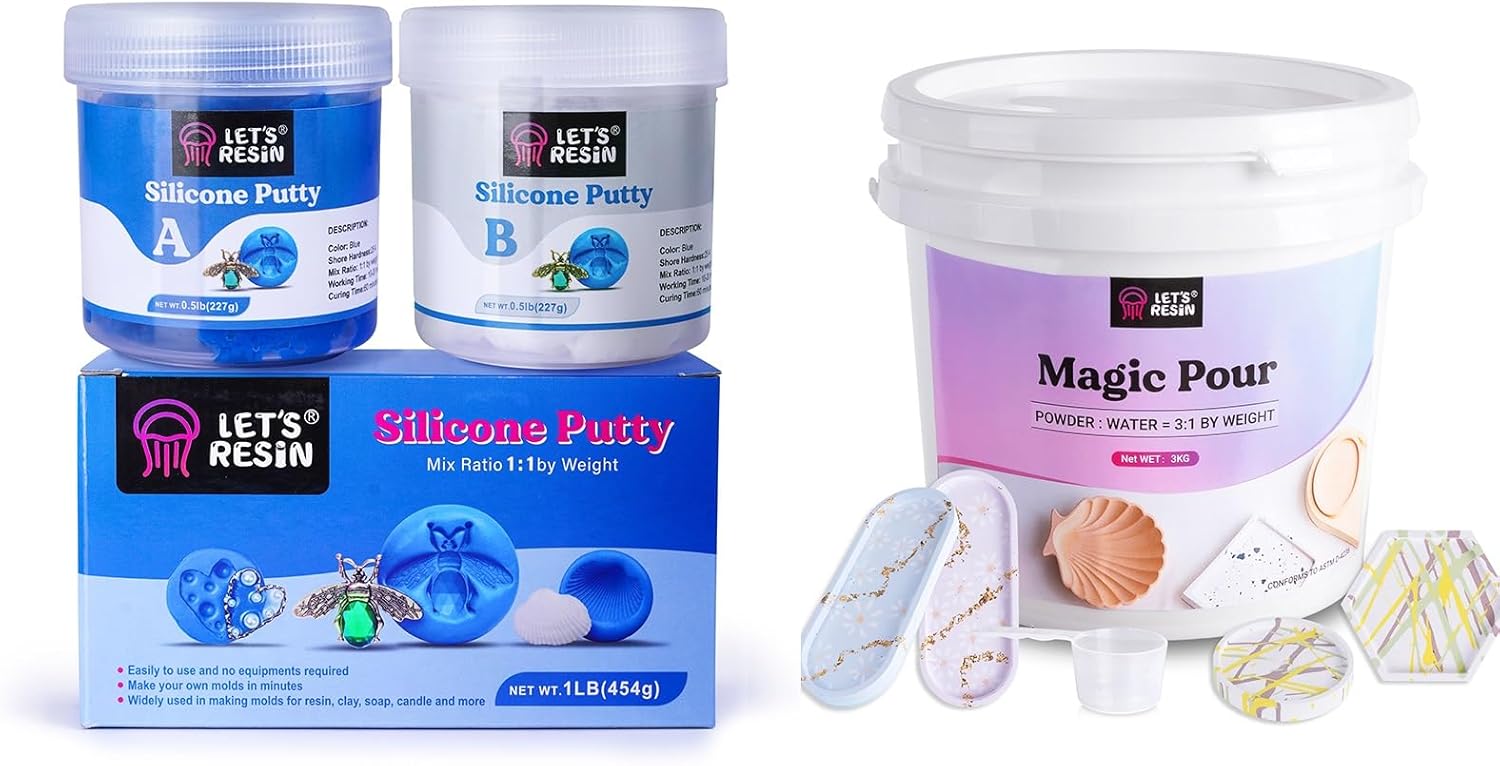 Bundle Set of 40A Silicone Putty and Resin Casting Powders