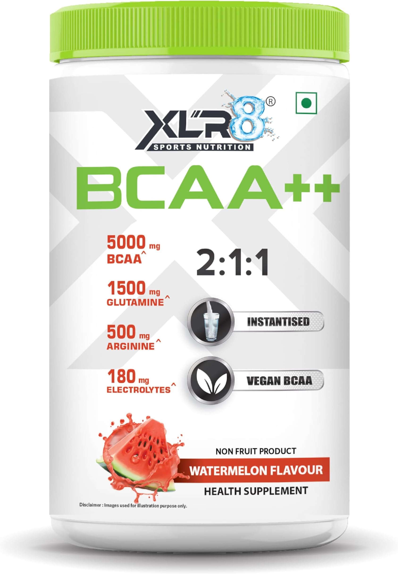 BCAA++ Powder Supplement 2:1:1 with Vegan Instantised BCAA 5000mg,1500mg Glutamine, 500mg Arginine &180 Electrolytes (450 g (Pack of 1, Watermelon)