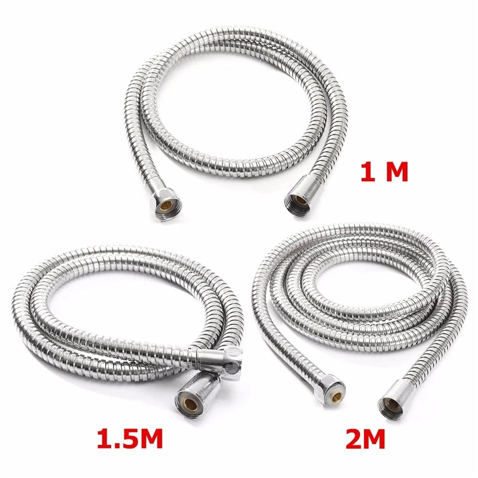 Manguera Ducha Manguera de Ducha Flexible, 1 Uds., 1m/1,5 m/2m, mangueras de plomería, Accesorios de baño cromados de Acero Inoxidable, Tubo de Cabezal de Ducha con Cabezal de Agua(1.5M)