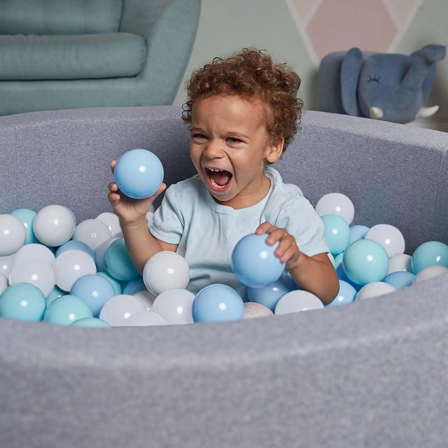 Ball Pit Balls 500 Pieces, Ball Pit Balls for Kids, BPA&Phthalate Free Non-Toxic Crush Proof Play Balls Soft Plastic Balls 2.2 inch,Toddler Balls Toy (500 Balls), White&Blue&Green