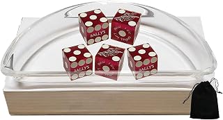 Craps Dice Kit - Genuine Bally's Las Vegas Casino Craps Dice (Set of 5) Purple Frosted w/Pouch ... Plus Acrylic Dice Boat