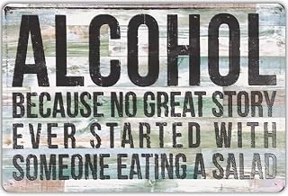CALUOHO Retro Vintage Metal Tin Sign, Alcohol Tin Sign Bar Man Cave Metal Sign Home Bar Pub Diner Wall Decor Unique Bar Sign 8x12 in