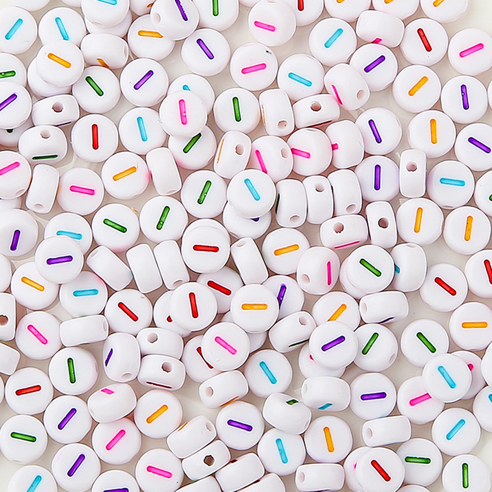 CYEENUT 200pcs White Color Letter Beads Round Letter Beads 4X7mm Acrylic Alphabet Beads for Jewelry Making Bracelets Necklaces Key Chains(I)