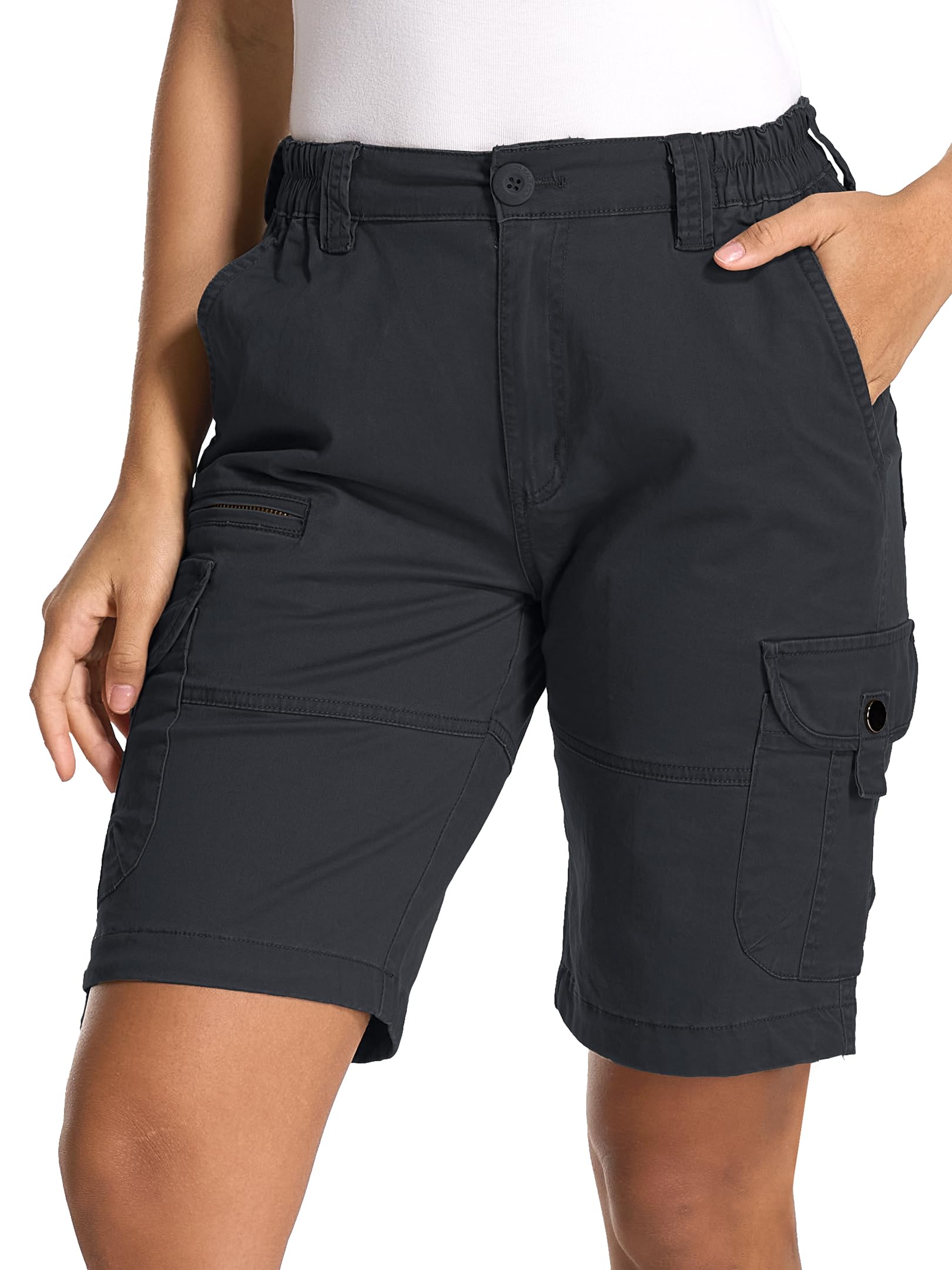 Jogwits Kurz Hose Damen Shorts Wanderhose Sommer | Leichte Stretch cargohose damen kurz, Cargohose Golfhose Schnelltrocken, Outdoor Shorts für Damen mit 7 Taschen