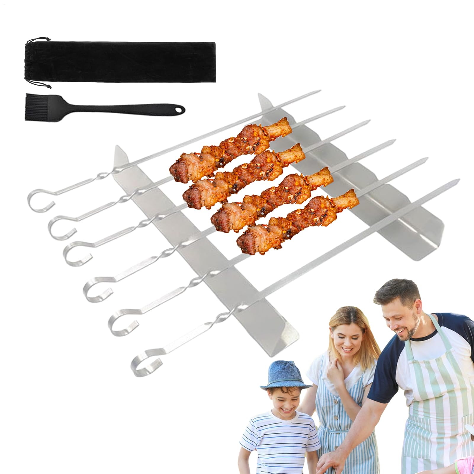 Soporte de brocheta que evita que la comida se pegue a la parrilla