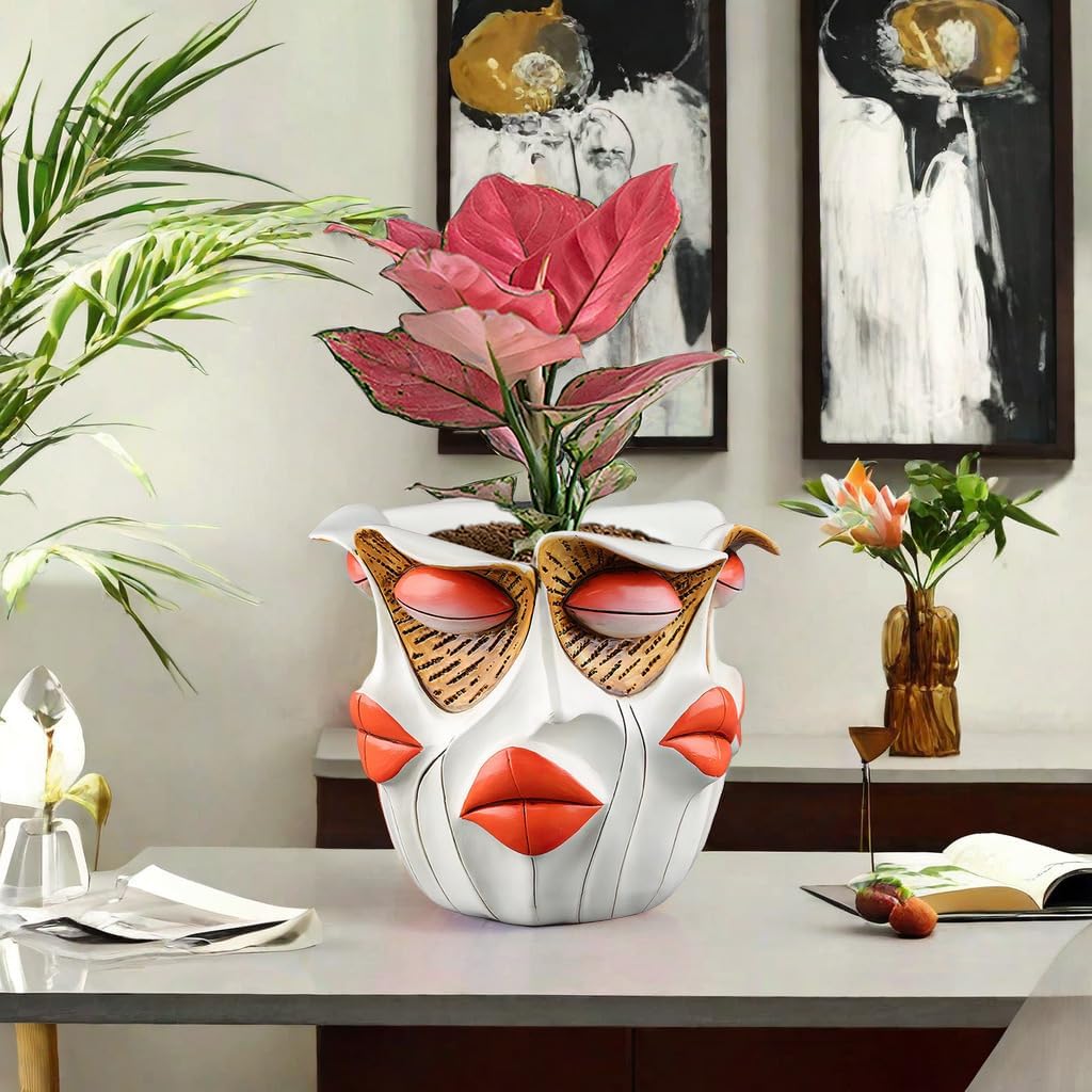 Female Body Vase, Ceramic Body Vase, Unique Boob Planter, Body Vase Female Form, Women Bust Planter,Table Decor Modern Flower Vase for Home Office Shops 5.51 * 6.69 inches (Multi-FACE)