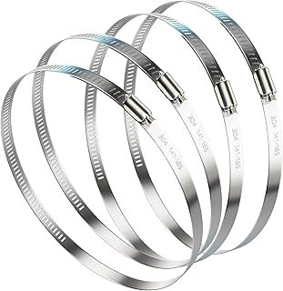 NEBURORA 6 Inch Hose Clamp Adjustable 304 Stainless Steel Duct Clamp 4 Pack Worm Gear Clamps 5.6"-6.4" Diameter Fuel Line ...