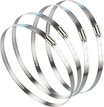 NEBURORA 141-165mm Hose Clip Adjustable 304 Stainless Steel Duct Clamps 4 Pack Worm Drive Hose Clamp Clips 6 inch Diameter Fuel Line Hose Pipe Clamps for Dryer Vent Air Duct Automotive Plumb