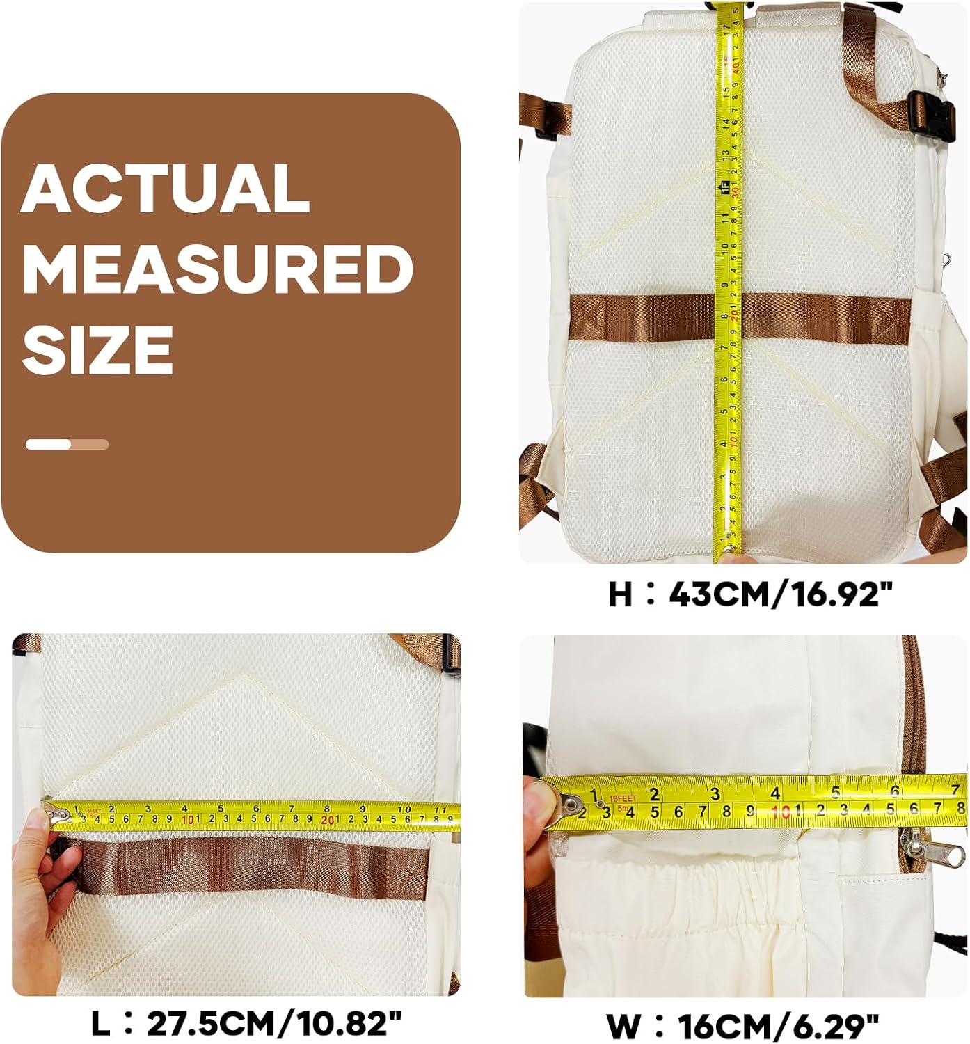 Travel Backpack For Women Men Carry on Backpack Luggage Flight Approved Personal item Travel Bag Essentials Mochila de viaje Laptop College Backpack Beige Brown - Image 9