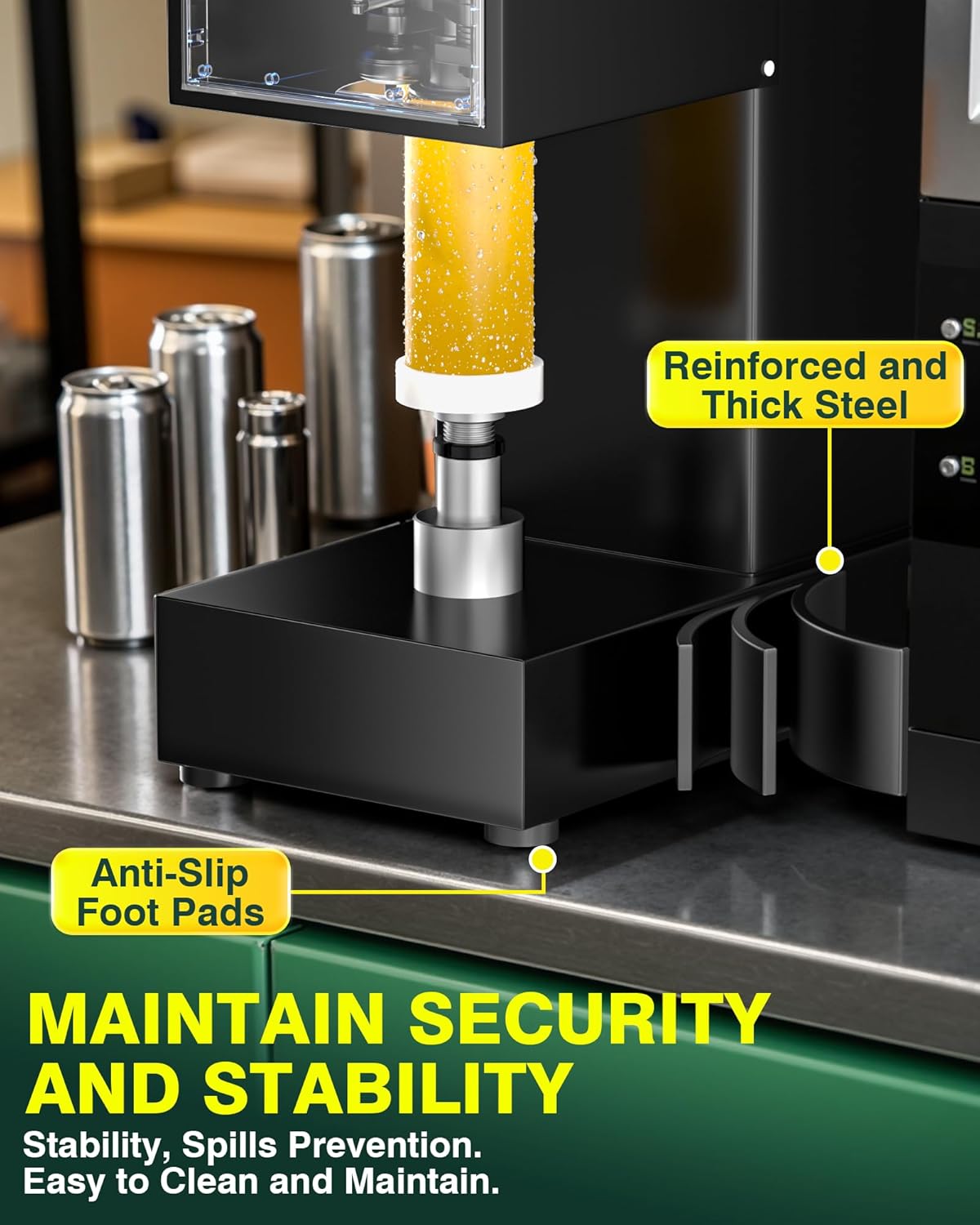 WantJoin Can Sealer Machine - 2 Million Seals Full Automatic Can Sealing Machine Commercial Can Seamer for 55mm Aluminum Caps w/ 330/500/650ML Cup Holder of Height 40-180mm Plastic Aluminum Cans - Image 4