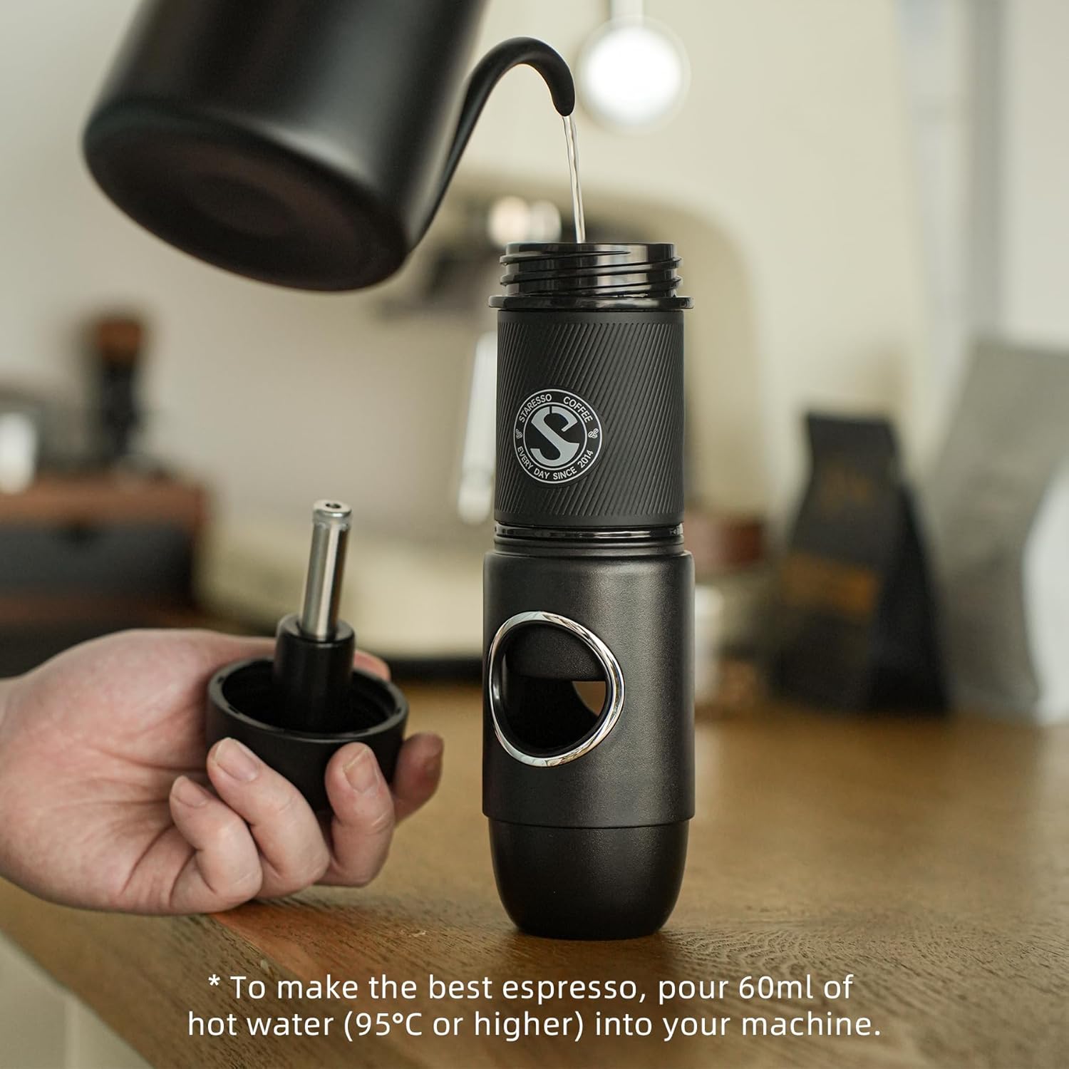 STARESSO TRAVEL NS Portable Espresso Maker, Ultra-Light Manual Coffee Machine, Compatible with Nespresso Original Pods, Perfect for Travel Camping Hiking