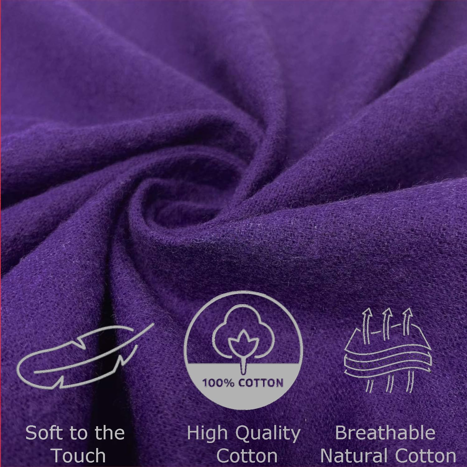 Empire Home Complete Flannel Sheet Set - 100% Cotton - Soft and Heavy Weight, Deep Pocket Sheets (Queen, Purple)