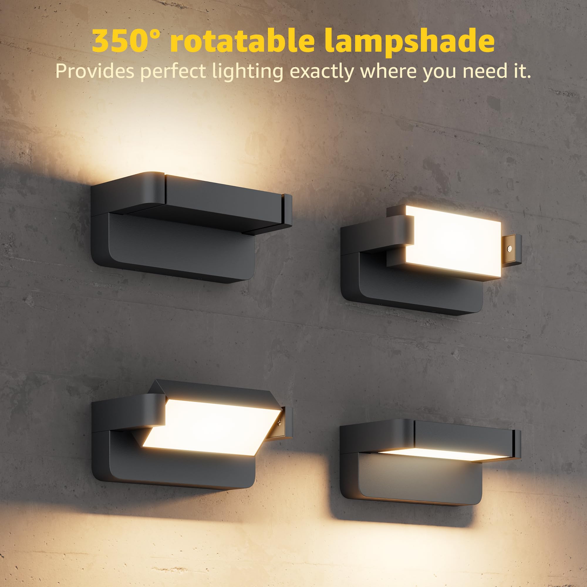 2 Stück 24W LED Wandleuchte Aussen/Innen Anthrazit