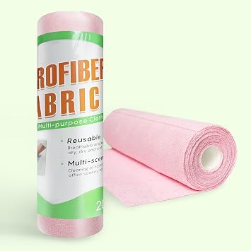 Microfiber Cleaning Cloth, Reusable Paper Towels,Cleaning Cloth Roll, Washable, Scratch Free, Lint Free, Cleaning Rags for Kitchen, Bathroom, Car wash, 20Pack, 9.8" x 9.8"