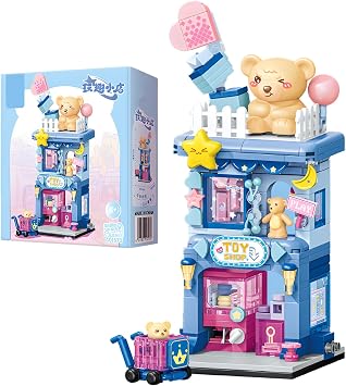 POSO Mini Blocks, Shed, Cute Shop, Business Town, Cat Cafe, Coffee Shop, Toy Store, Building Kit, For Kids, Adults, Blocks Set, School Entrance, Celebration, Birthday, Christmas, Gift SET1-Toy Store