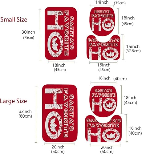 Miniatura 2 de Easternproject Juego de 3 alfombras de baño con diseño de Papá Noel favorito, diseño de copo de nieve rojo y blanco, decoración de invierno, tapete