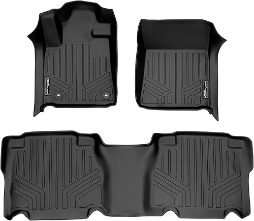 MAXLINER - Juego de alfombrillas de suelo de ajuste personalizado, 2 filas, color negro para Toyota Tundra CrewMax Cab 2012-2013