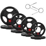 Olympic Cast Iron 2-Inch Weight Plate for Strength Training & Weightlifting, Rubber Coated Style, Multiple Weights Available