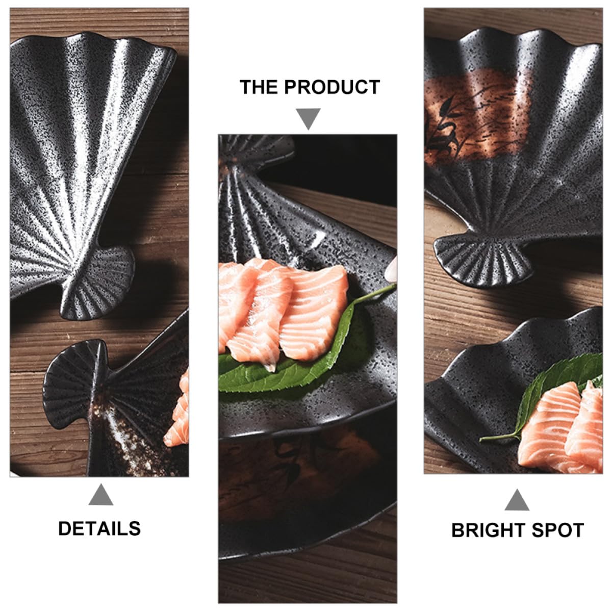 Uonlytech Japanischer Sektorförmiger Sushi Teller aus Keramik Gelb Servierplatte für Desserts und Kalte Speisen Geschirr für Zuhause und Restaurant