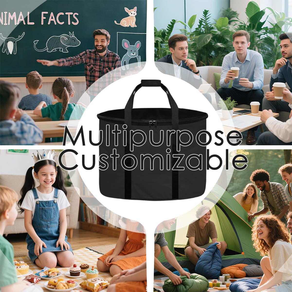 Custom Slow Cooker Travel Tote Bag, Personalized Insulated Carrier Case, Internal Buckle Holds 4 5 6 7 8 Quart Crock Pots in Place, Portable Pot Bags Reinforced Handles for Outdoor Camp Picnic