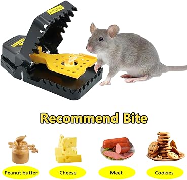 Rat Traps, 4 Pack Super Heavy Duty Instant Kill Traps,Reusable Humane Rat Traps for Mouse Rat Chipmunk,High Sensitive Mice Snap Trap for Indoors and Outdoors,Effective & Safe Rodent (4, Yellow)