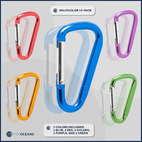 Miniatura 3 de Five Oceans Mosquetón de aluminio de 2 pulgadas, paquete de 10 clips de mosquetón, gancho de resorte para clip de llavero - FO2330