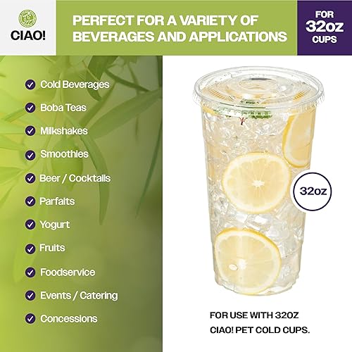 Miniatura 22 de CIAO! Tapa plana PET con ranura para pajilla, diseñada y apta para vasos de bebidas frías PET de 9 oz/12 onzas, 3.622 in (caja de 1,000)