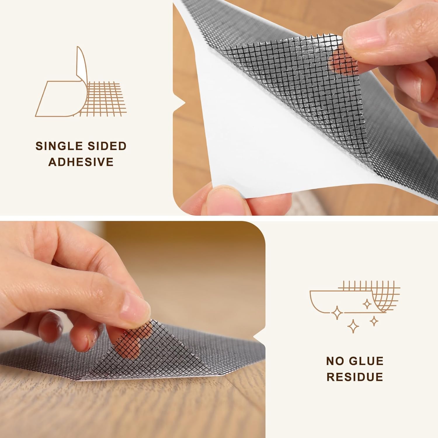 100pcs Carpet Tile Tape, 4 x 4'' No Residue Carpet Tape for Area Rugs Keeping Corners Flat, Reusable Carpet Adhesive Tape for Hardwood Floors Stair Treads Tile Floors, Floor Protection (100)