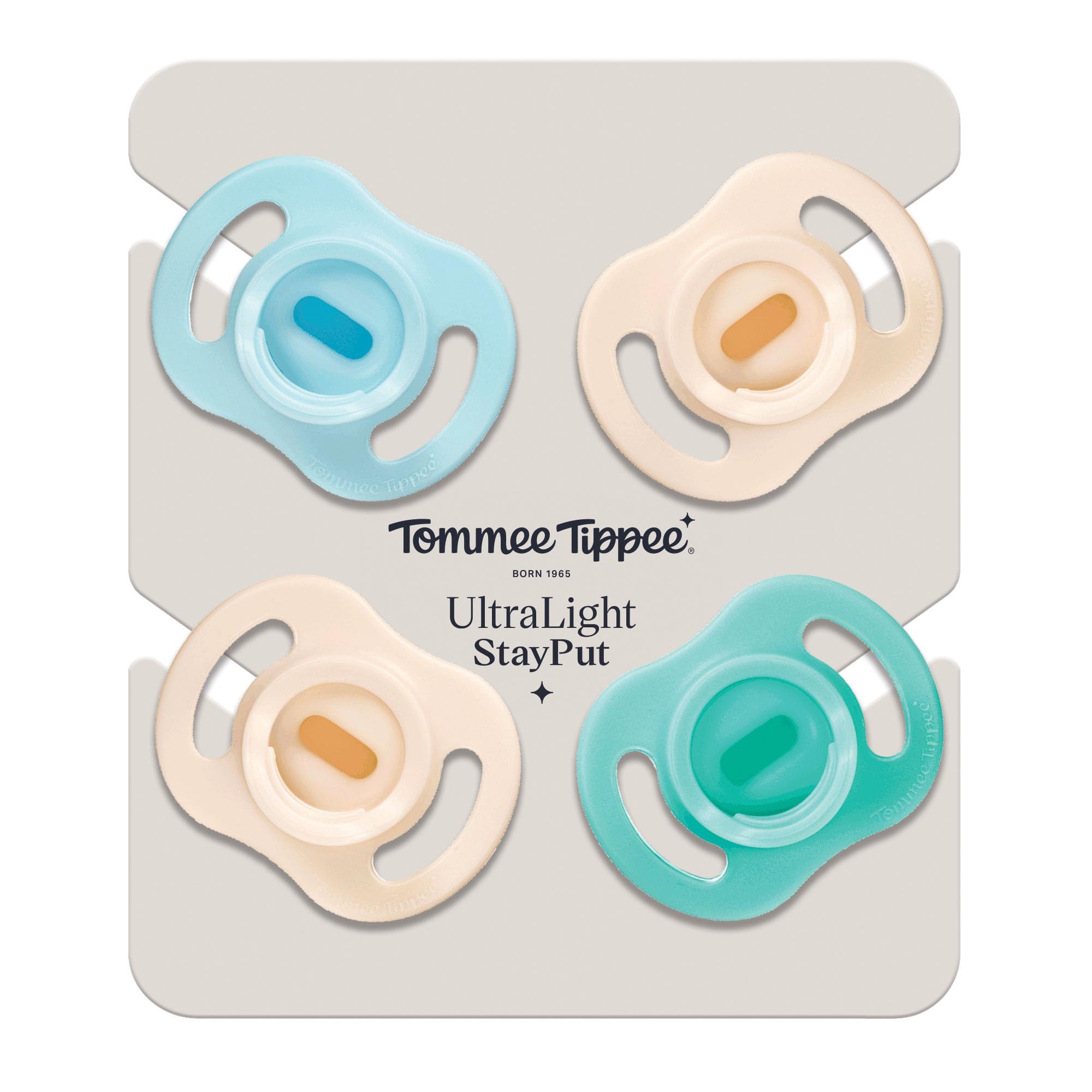 Tommee Tippee Ultra-Light StayPut Dummy, 0-6m, 4 Pack, One-Piece Silicone Soother, Multi, 0-6 Month (Pack of 4) - Image 2